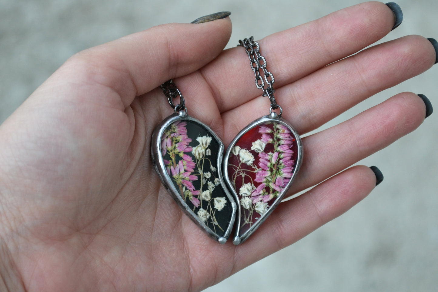 Set of 2 heart necklaces, Best Friend necklaces