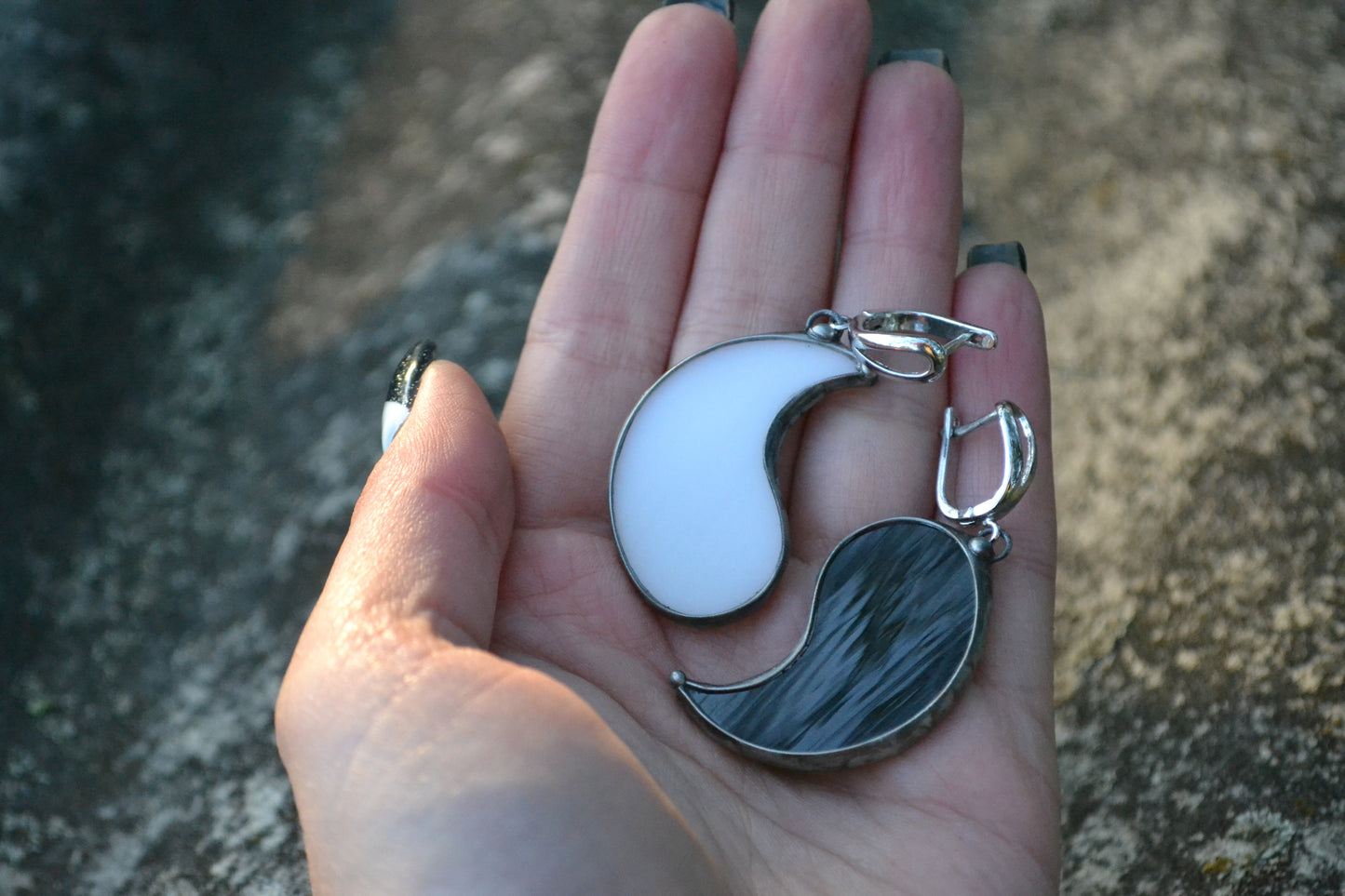 Yin yang earrings, Black and White Earrings