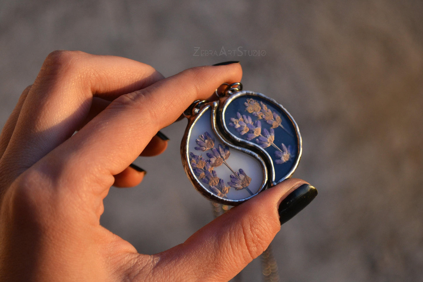 Best friend necklaces, Yin yang necklace, Lavender necklace