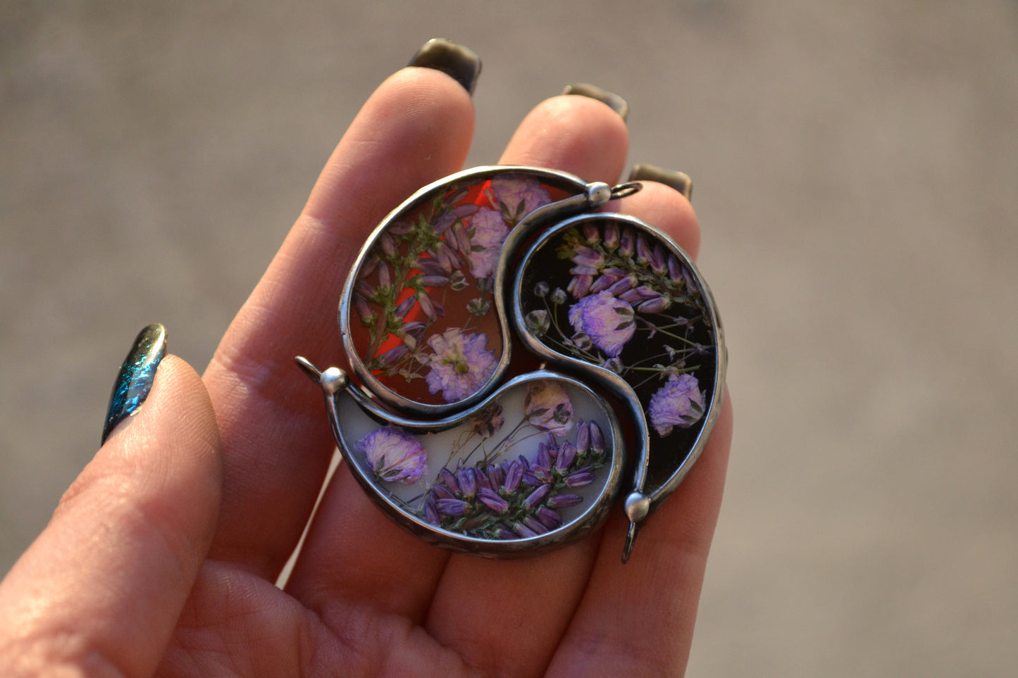 Set of 3 pendants, Yin Yang best friend necklace