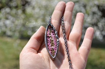 Iridescent Heather necklace, Heather jewelry