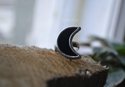 Moon Ring, Black moon ring, Half Moon Ring, Adjustable ring