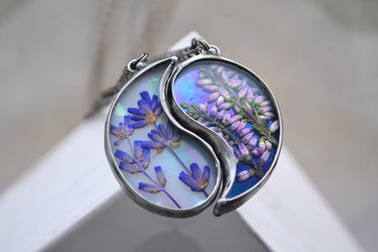 Best friend necklaces, Lavender and heather pendants