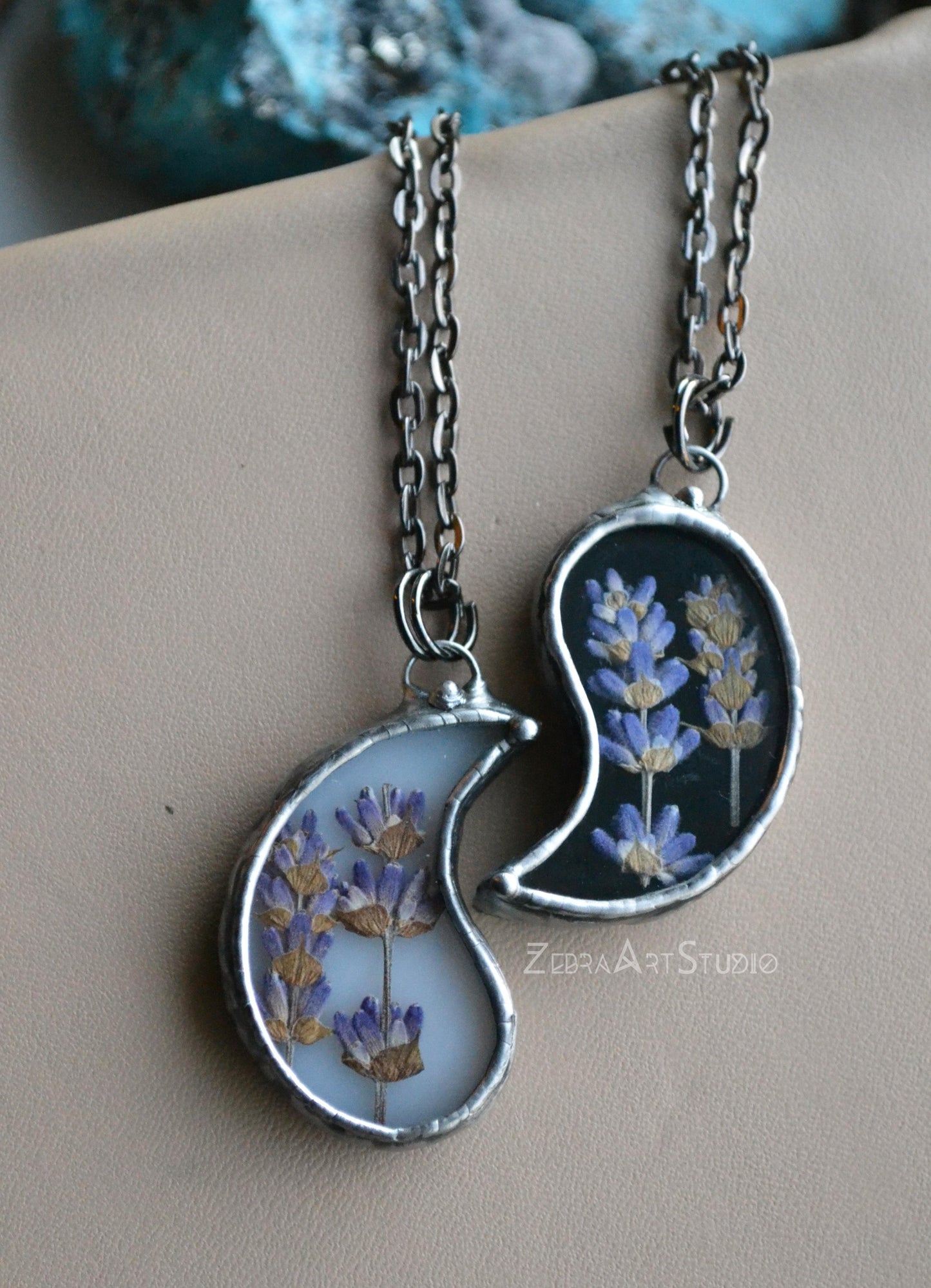 Best friend necklaces, Yin yang necklace, Lavender necklace