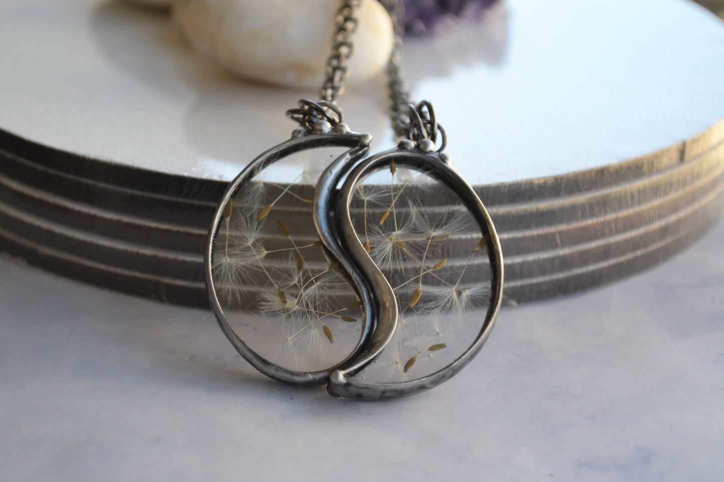 Wish necklaces set for 2, Yin Yang pendants