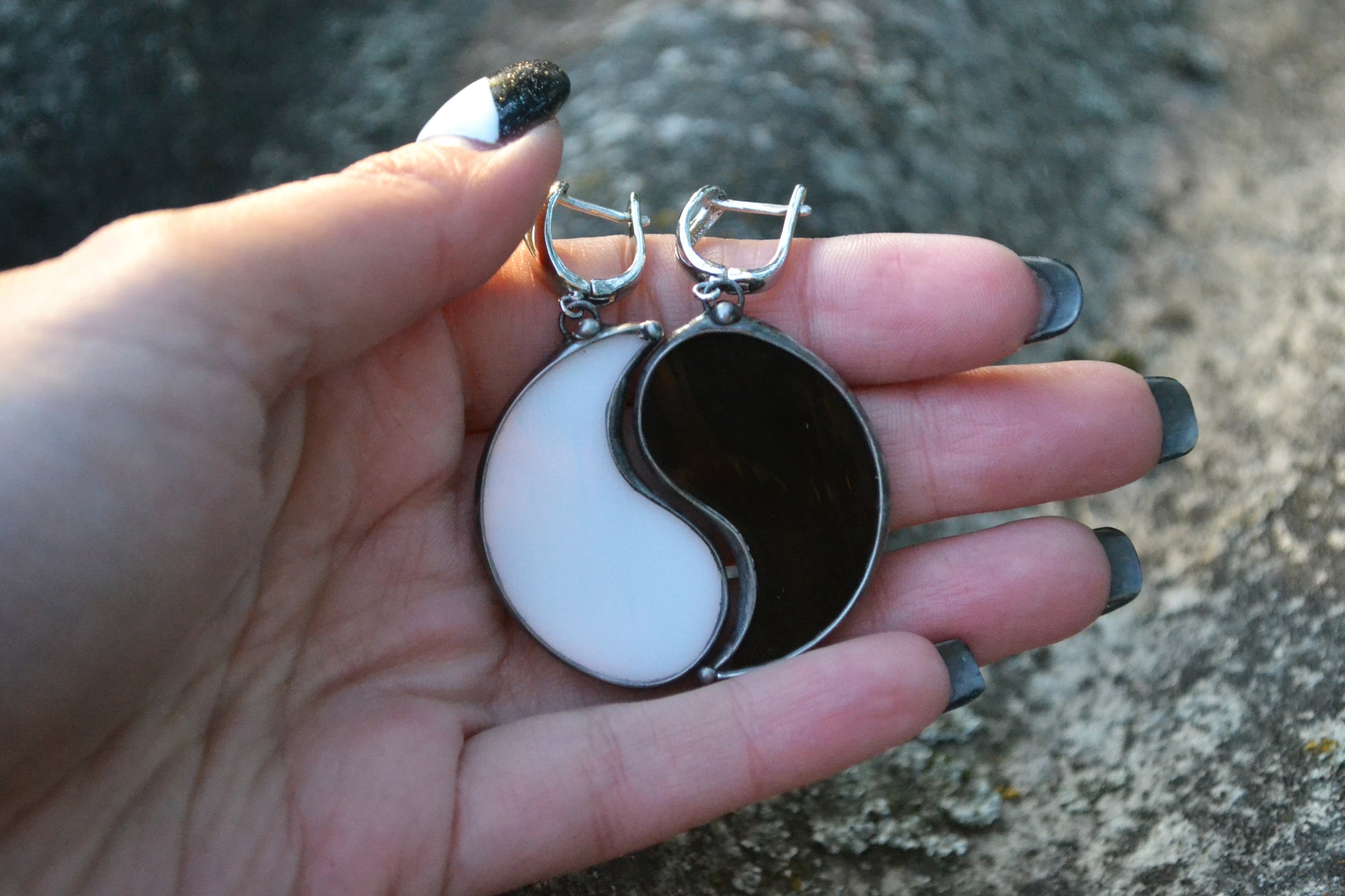 Yin yang earrings, Black and White Earrings