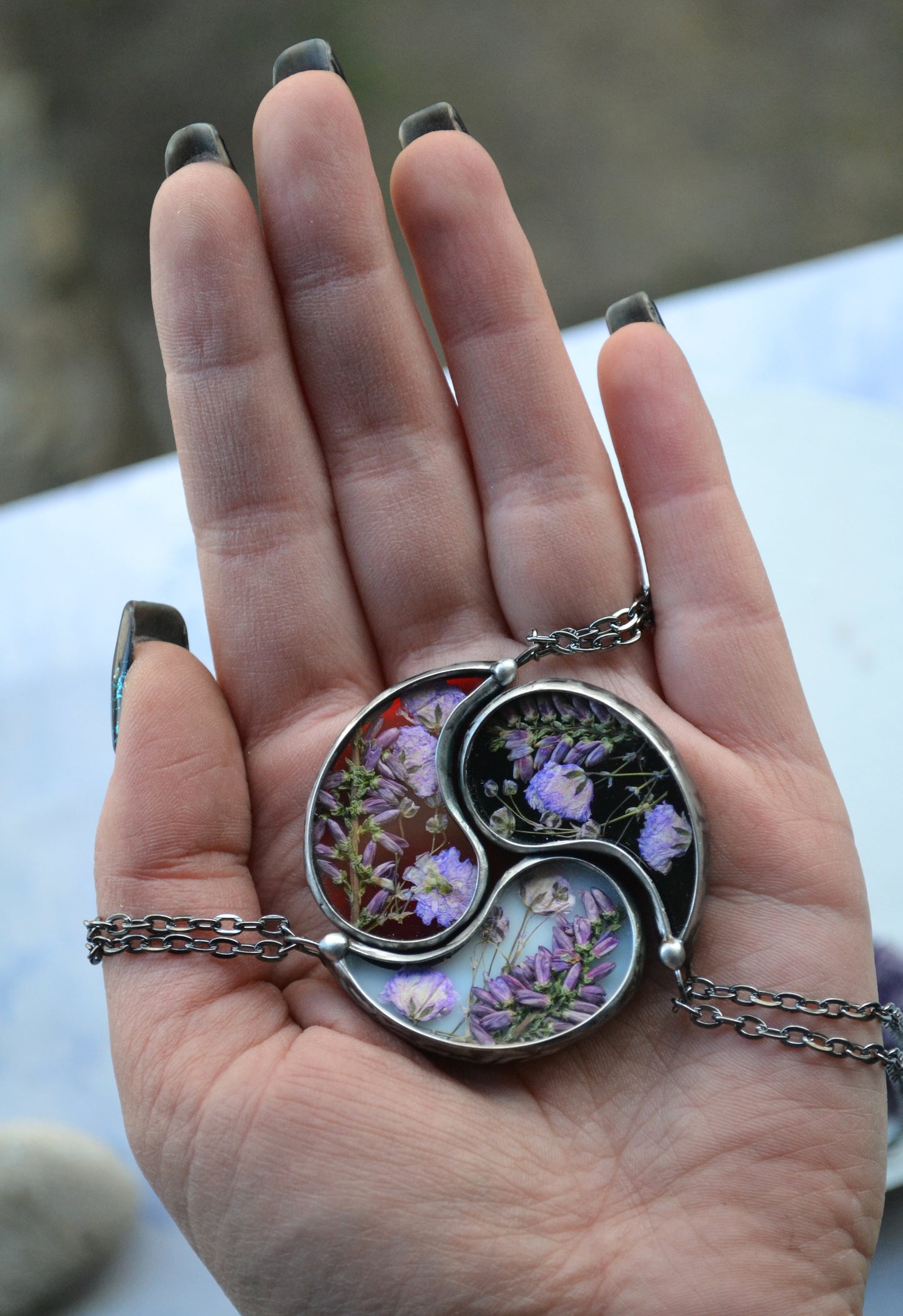 Set of 3 pendants, Yin Yang best friend necklace
